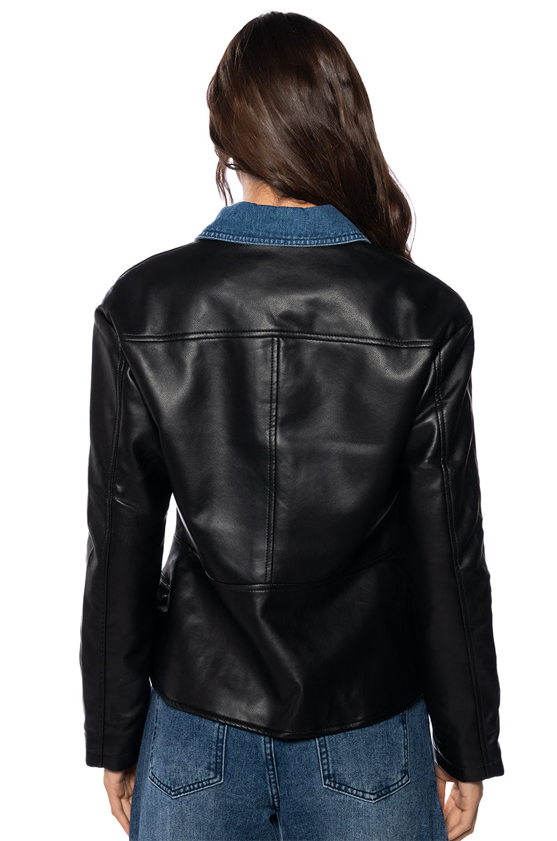 BEST OF BOTH WORLDS DENIM MOTO JACKET