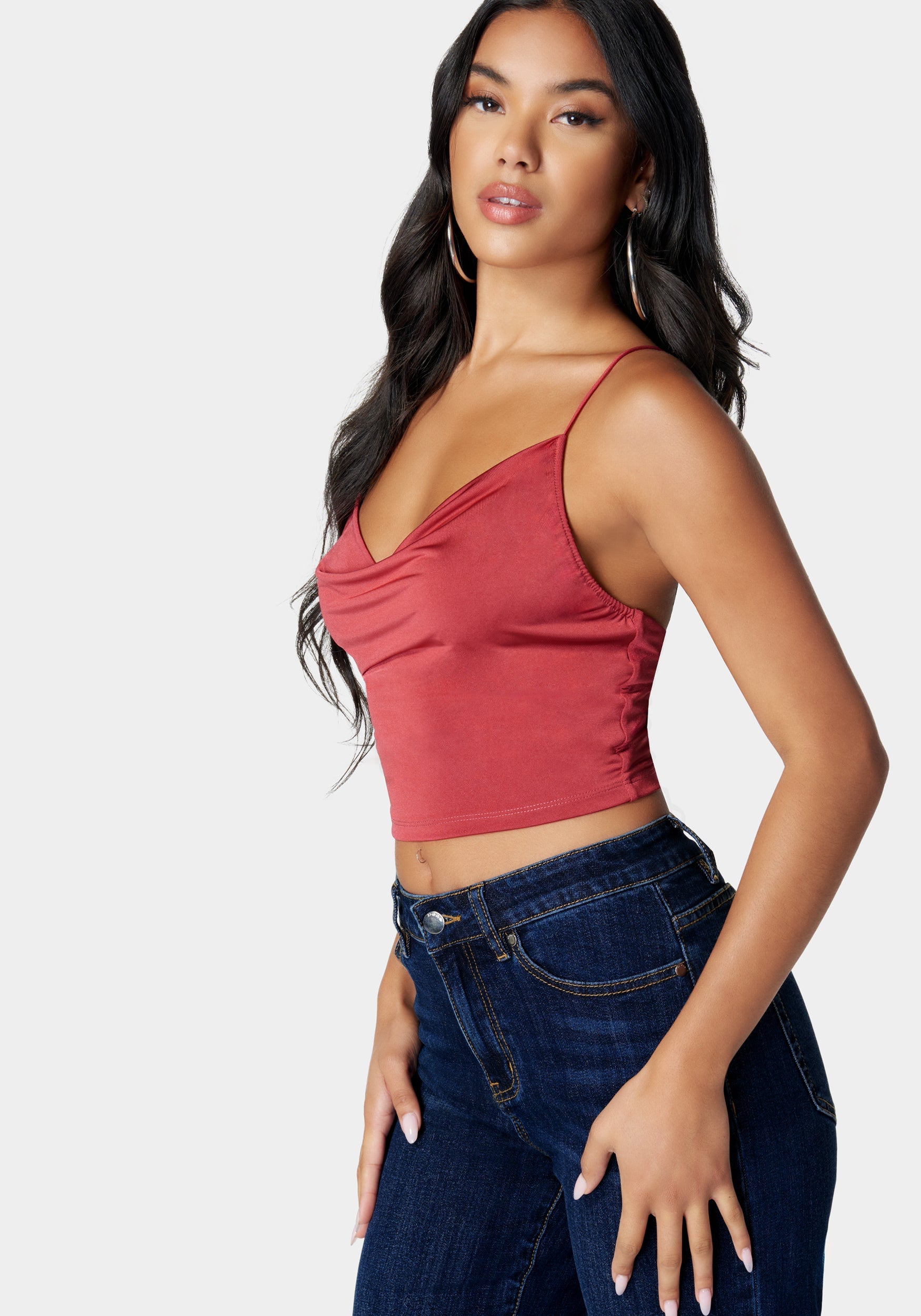 Drape Neck Criss Cross Back Top