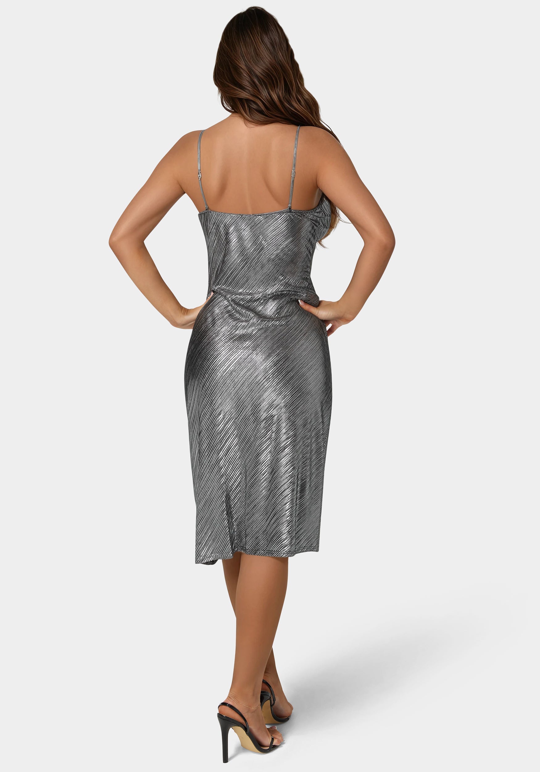 Metallic Dulce Pleat Midi Dress