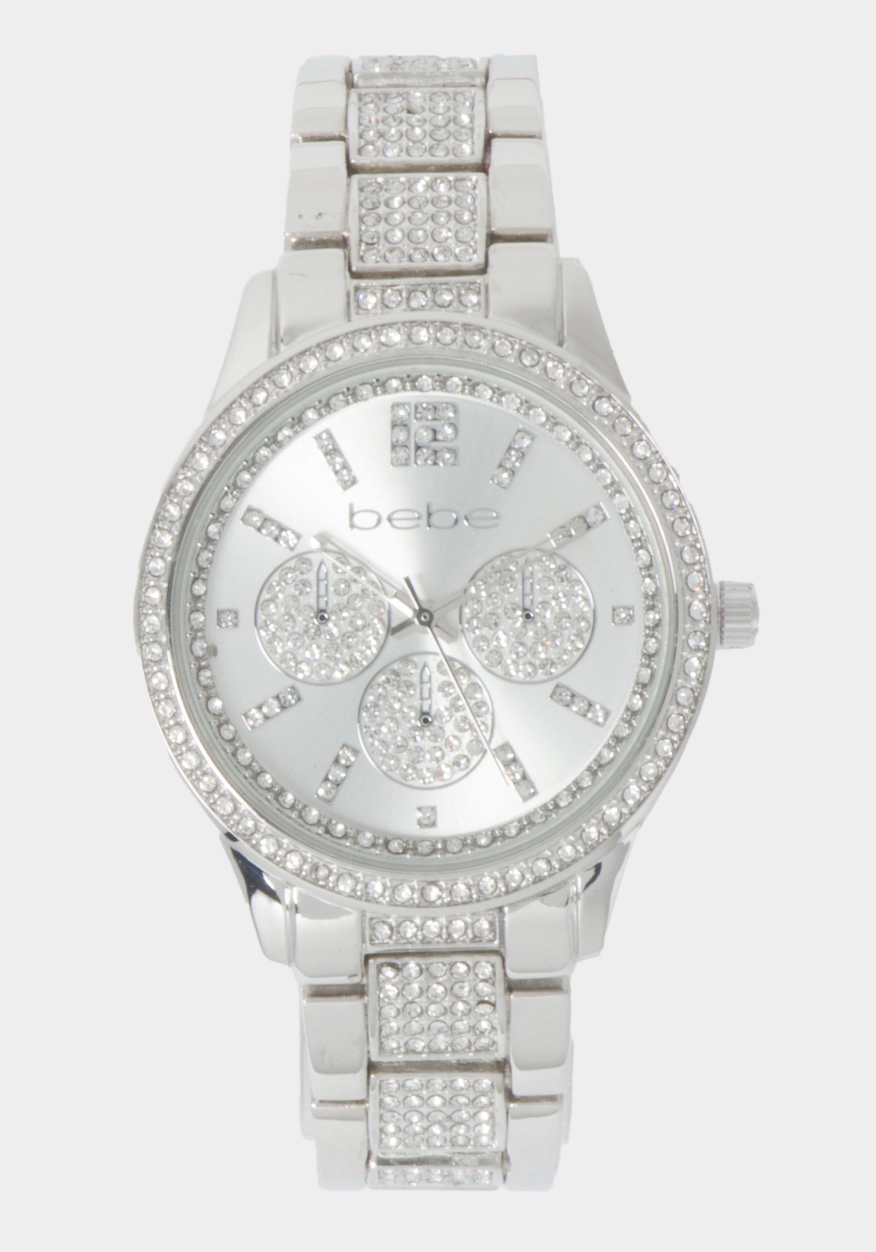 Silver Dial Crystal Bezel Watch