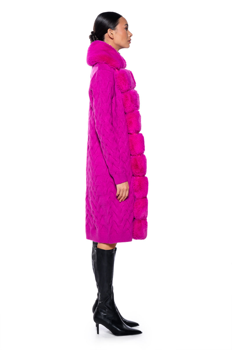 BABBS KNIT TRENCH WITH FAUX FUR LINING