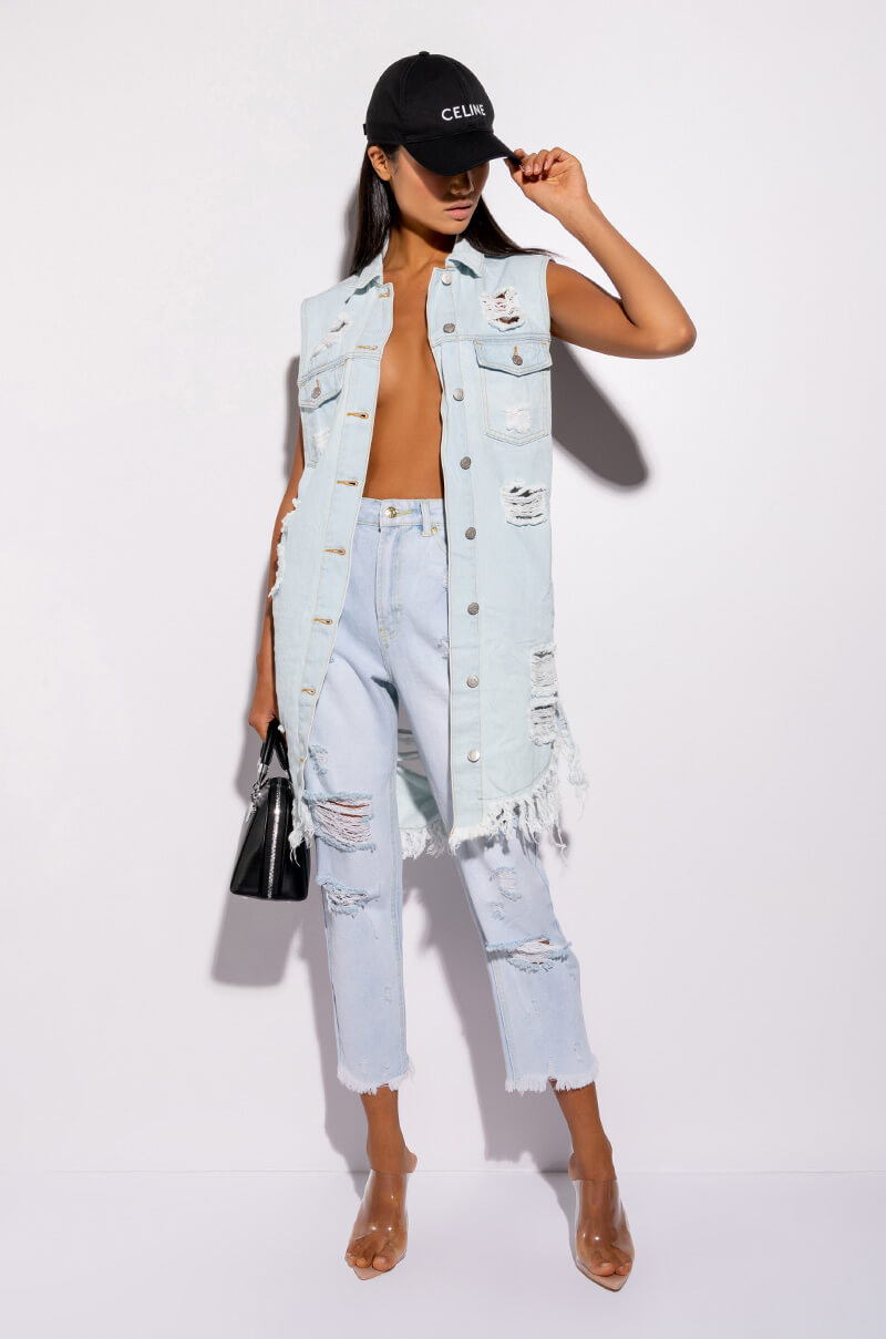 ABBIE DISTRESSED DENIM VEST