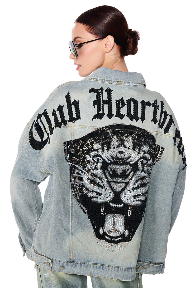 HOT FIX EMBELLISHED OVERSIZED DENIM JACKET