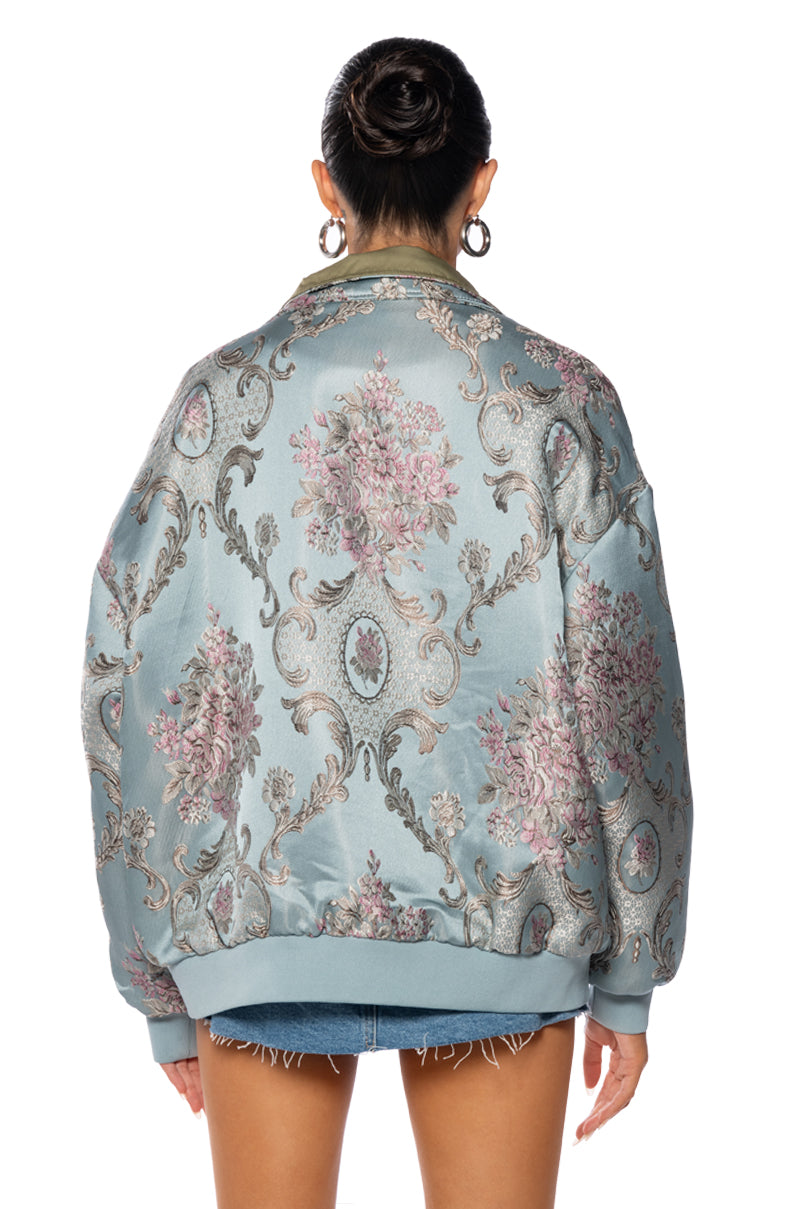 BROCADE OVERSIZE BOMBER JACKET