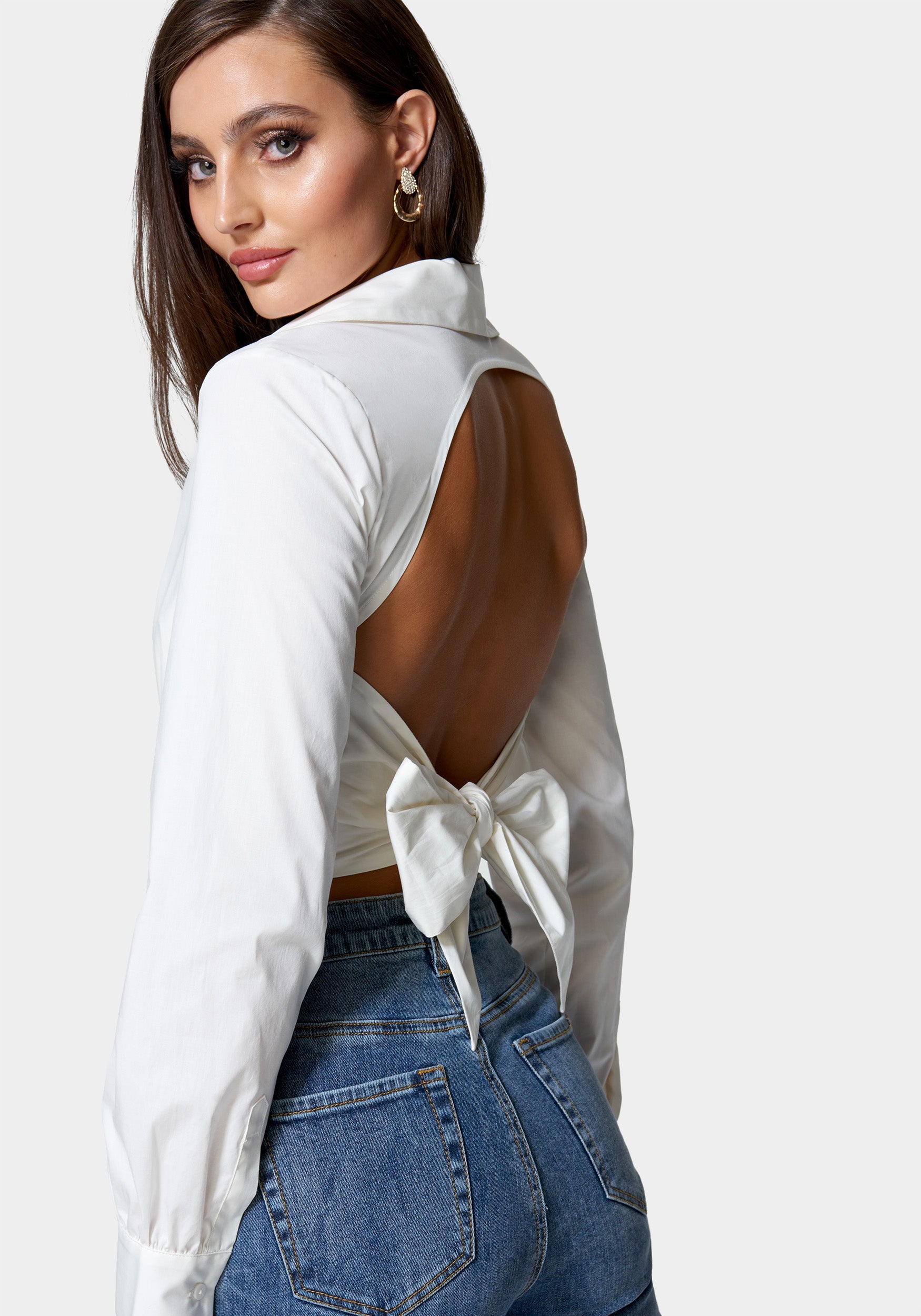 Poplin Fooler Bustier Tie Back Top