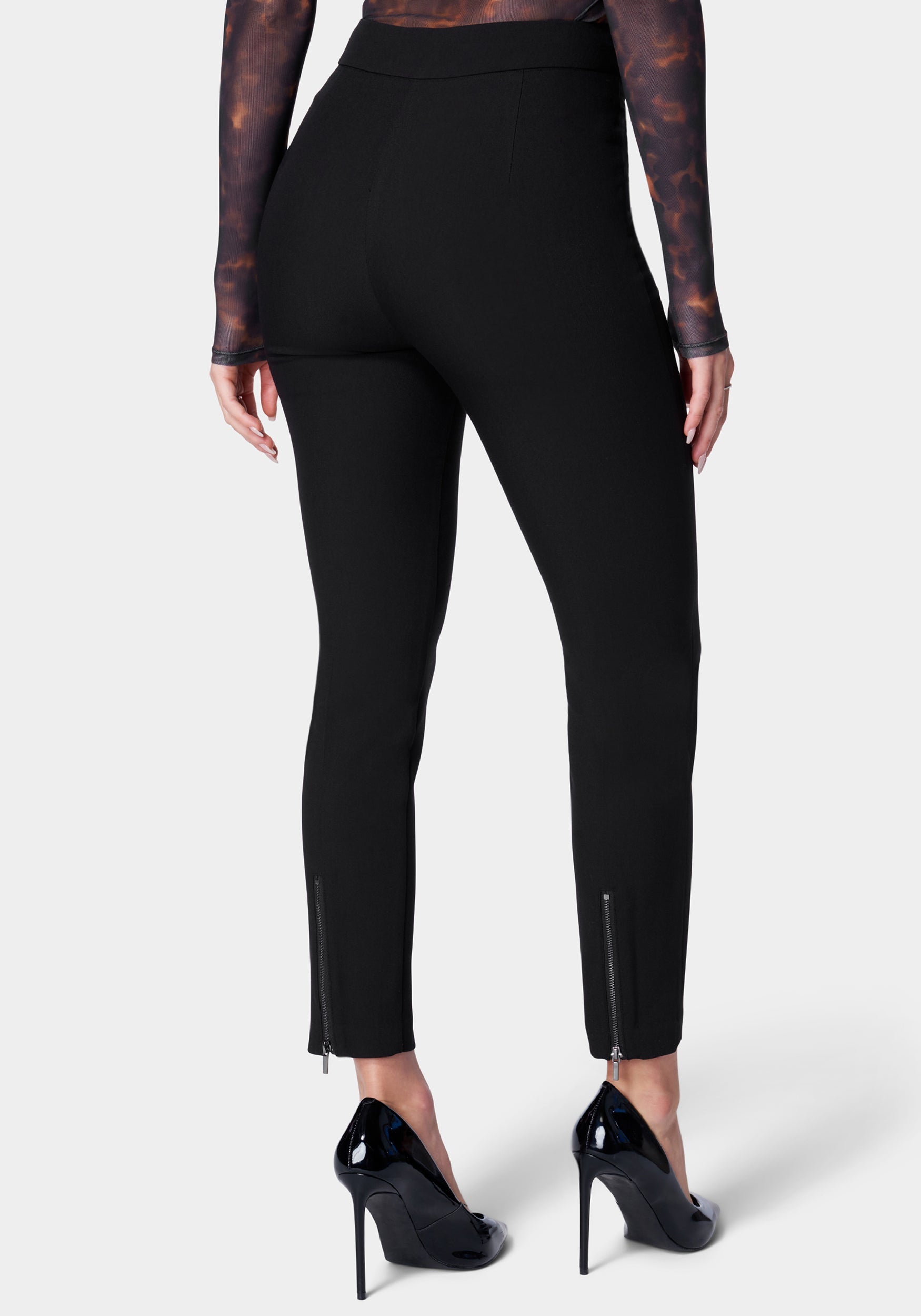 High Waist Slim Leg Tailored Twill Pant