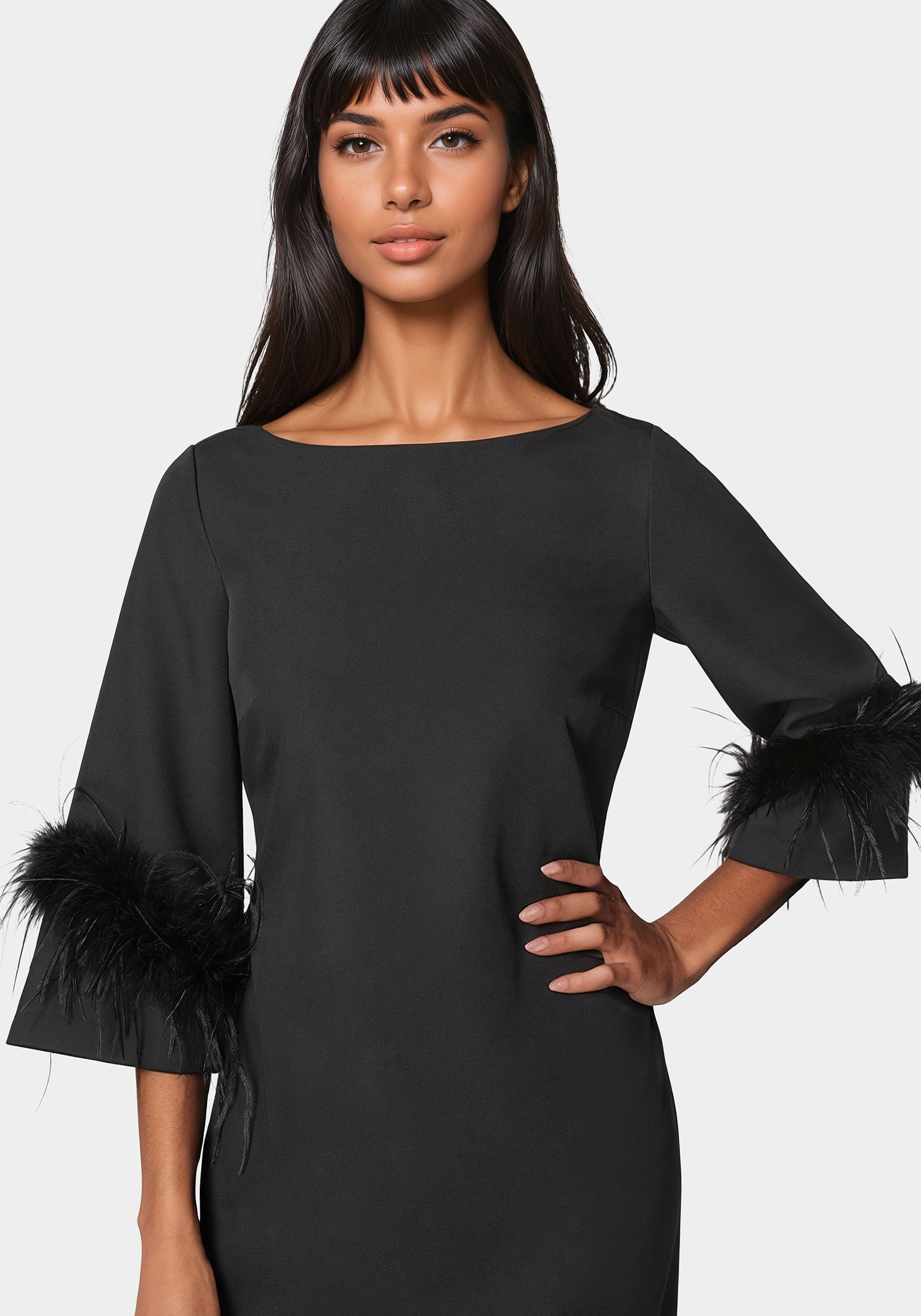 Feather Sleeve Mini Dress