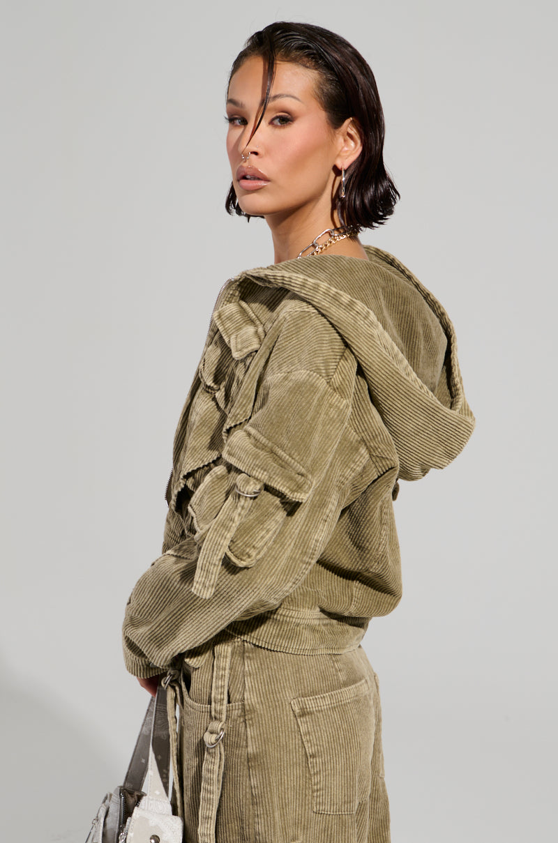 STEALTHY CORDUROY CARGO BOMBER