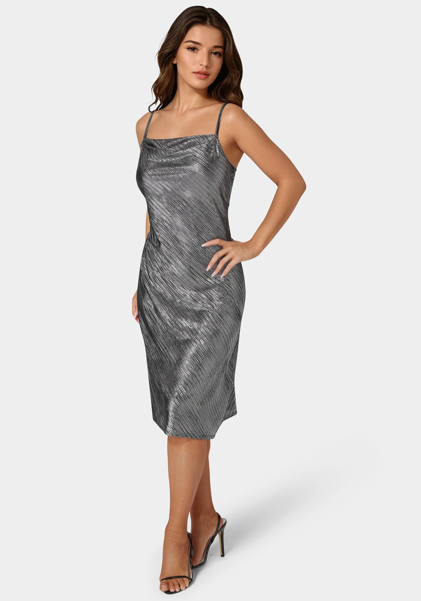 Metallic Dulce Pleat Midi Dress