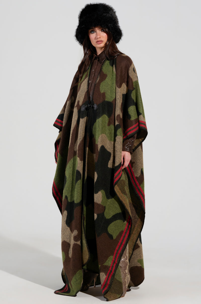 CAMO NIGHTS MAXI PONCHO