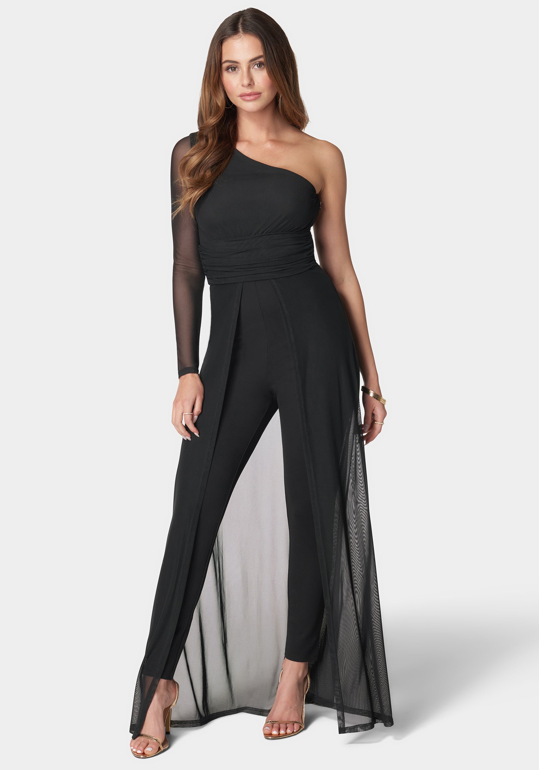 One Shoulder Mesh Catsuit