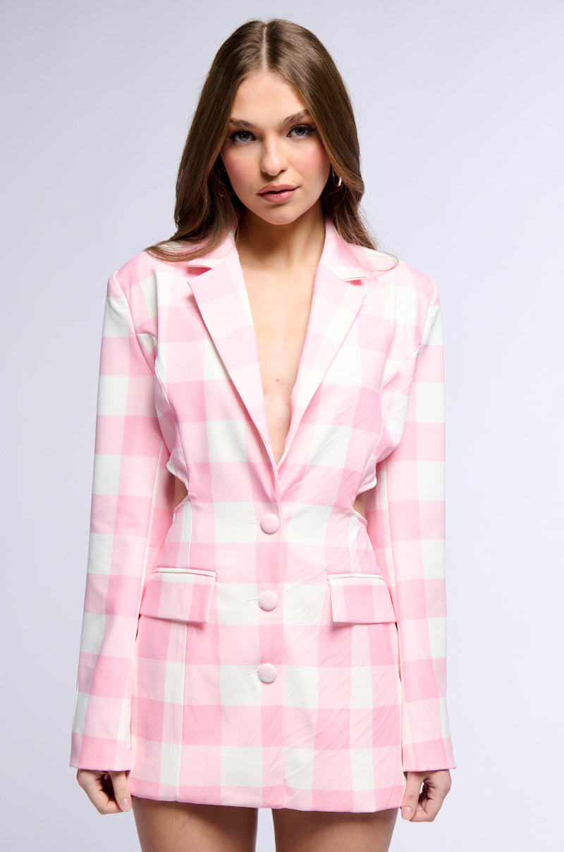 BIRDY CHECKERED BLAZER WITH BACK CUT OUT