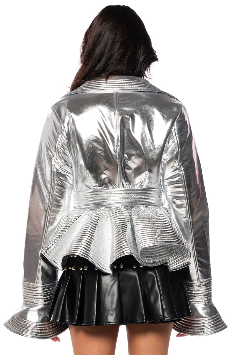 I GET IT HOW I LIVE IT METALLIC MOTO PUFFER