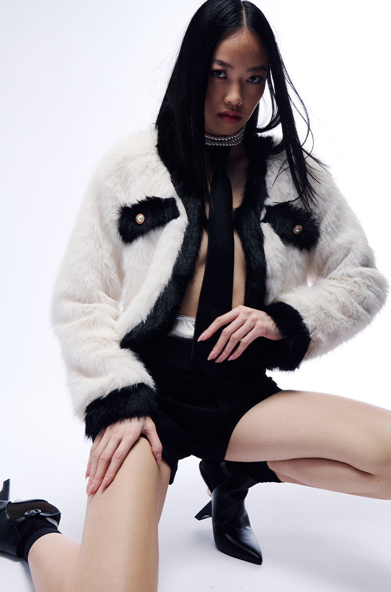 COCO CROP FAUX FUR JACKET