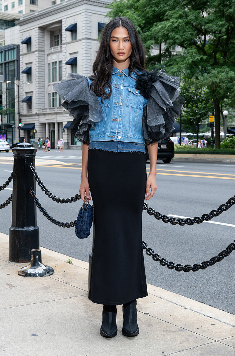 BEBE RX TULLE SHOULDER VEST