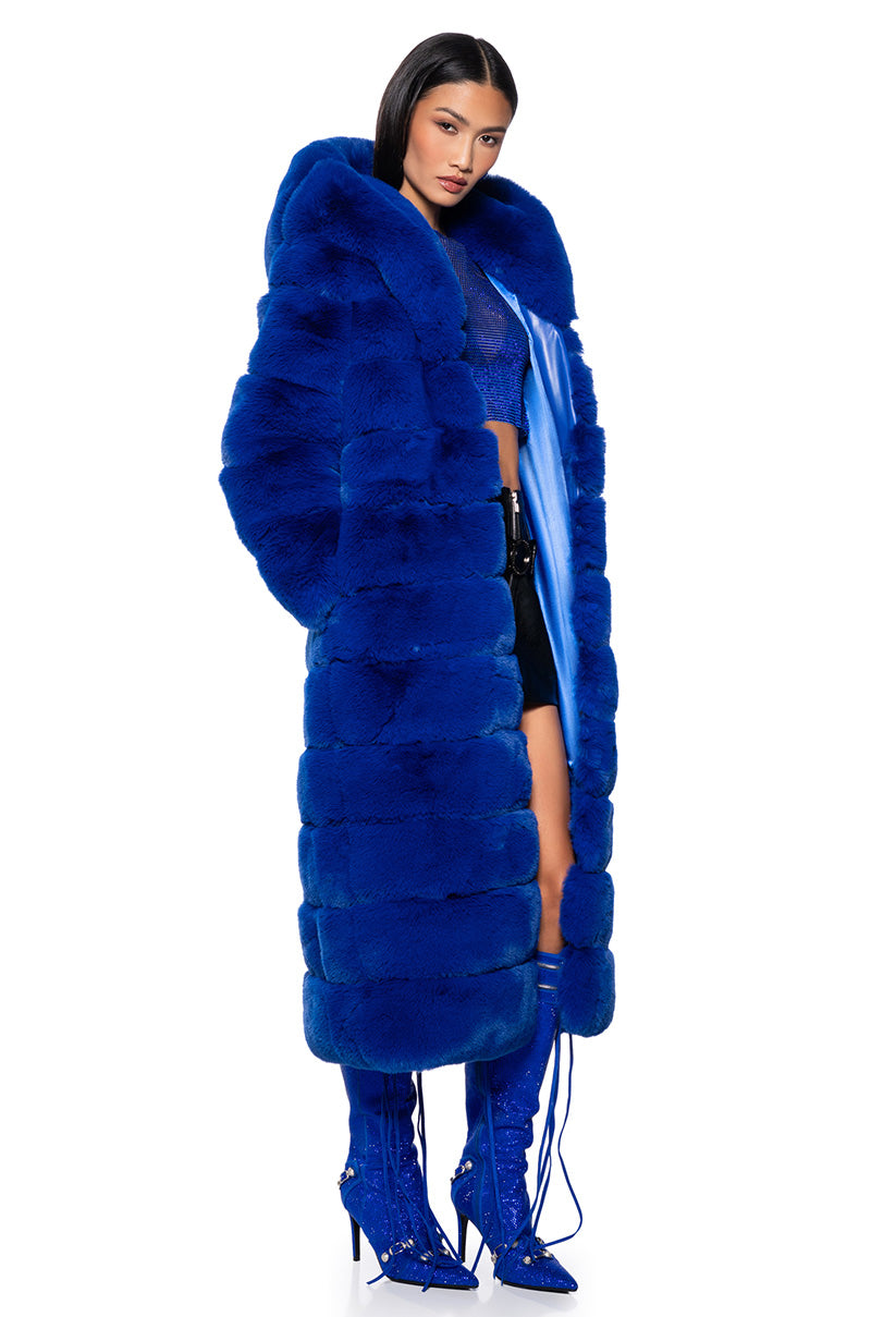 AZALEA WANG FAUX FUR PANEL HOODED TRENCH