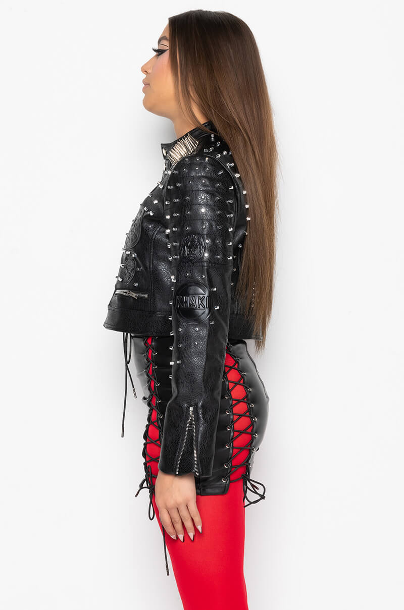 AZALEA WANG BREAK YOUR HEART RUN IT STUD MOTO JACKET