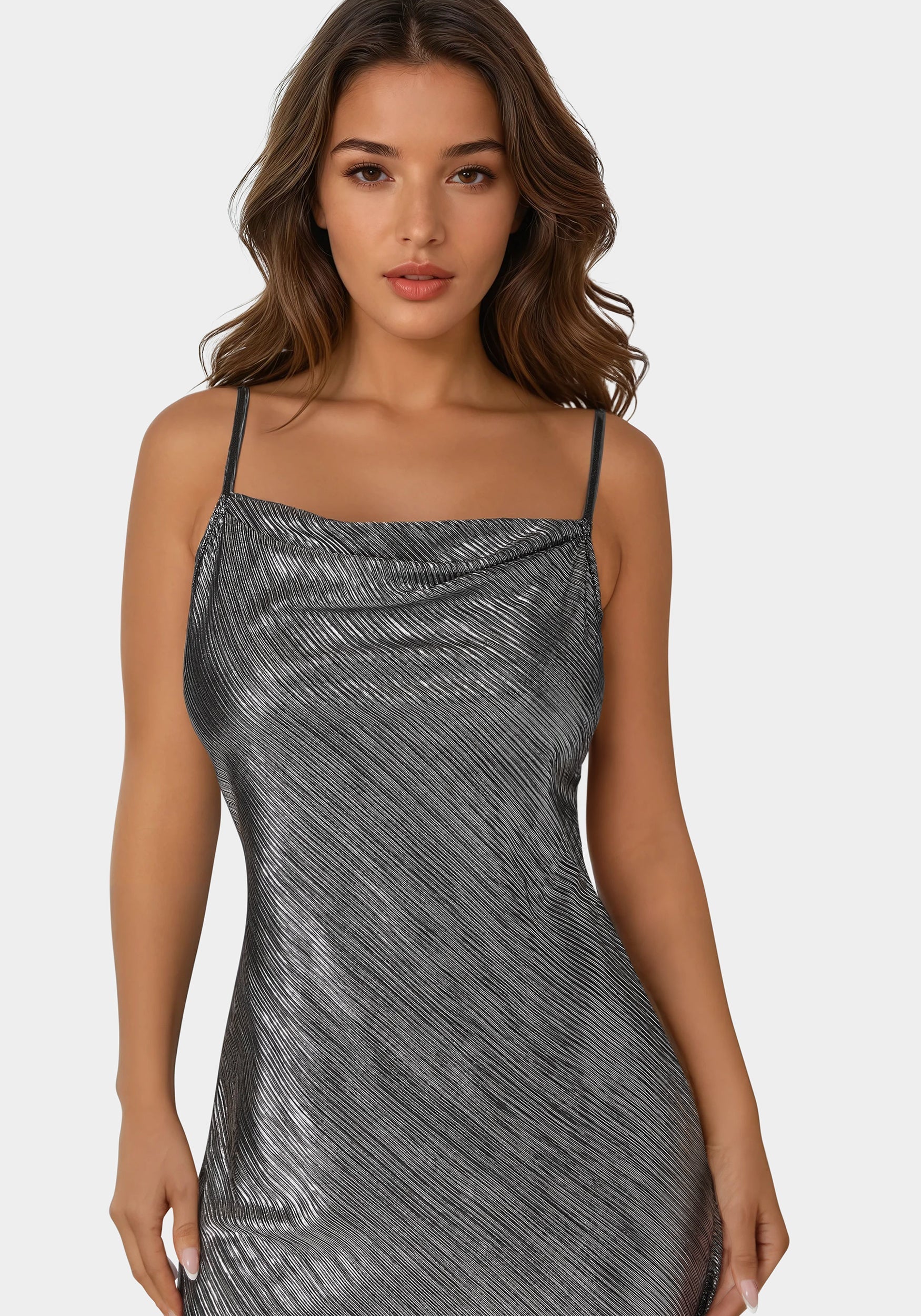 Metallic Dulce Pleat Midi Dress