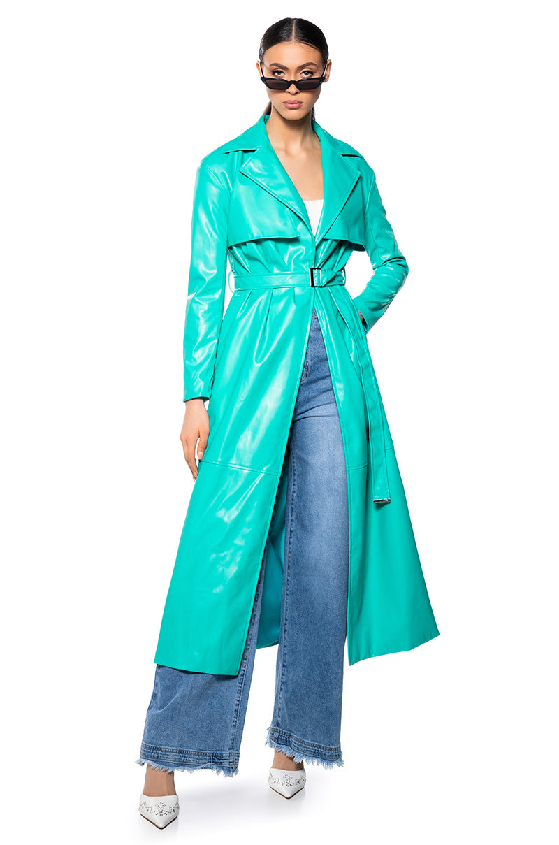 TIFFANY FAUX LEATHER TRENCH