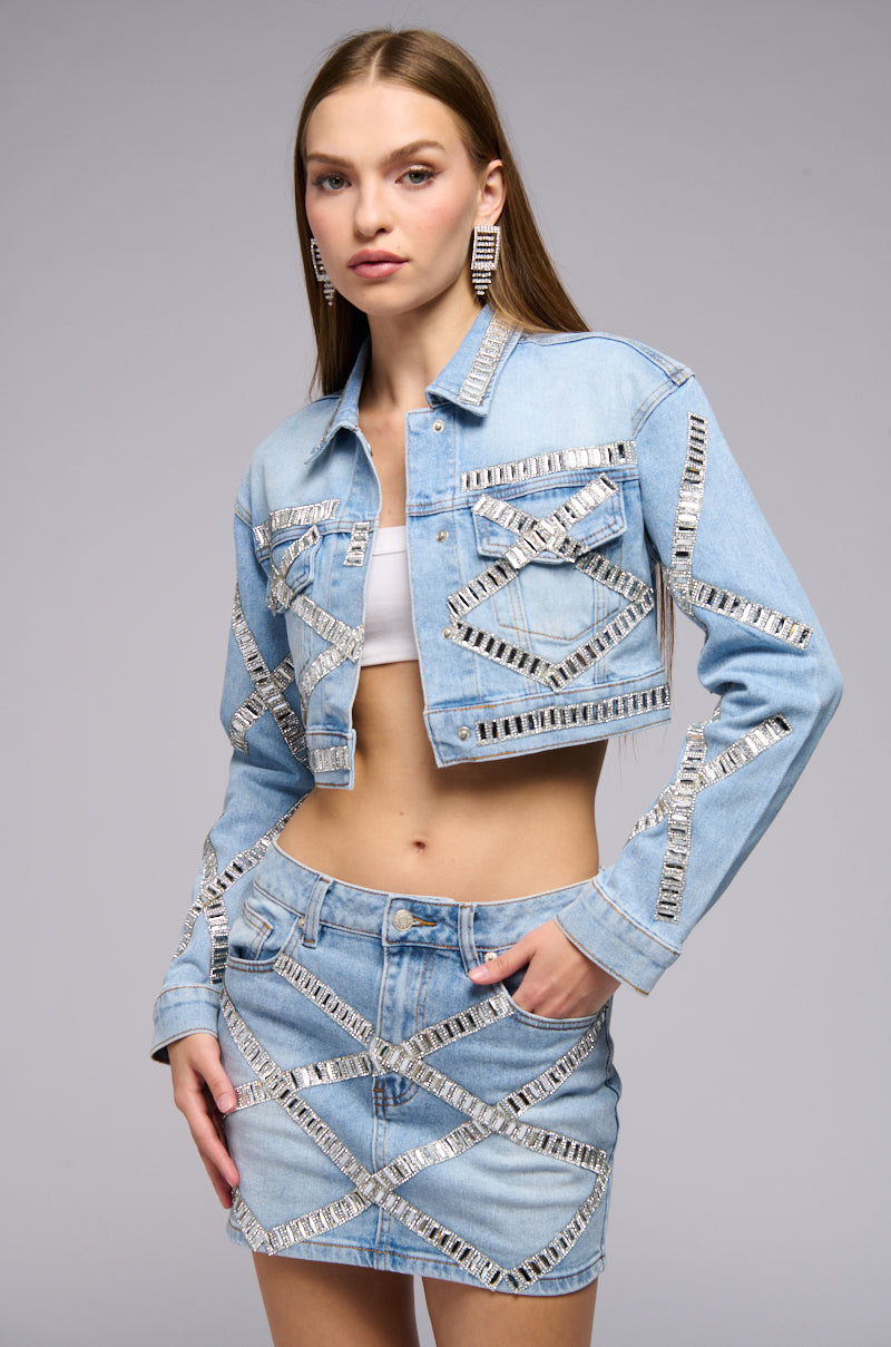 PORTIA EMBELLISHED DENIM JACKET