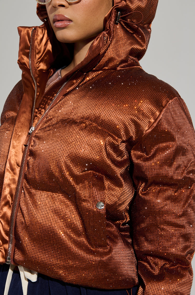 FAYE RHINESTONE PUFFER IN COPPER