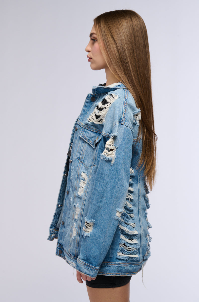 SUNNY DAY DISTRESSED DENIM JACKET