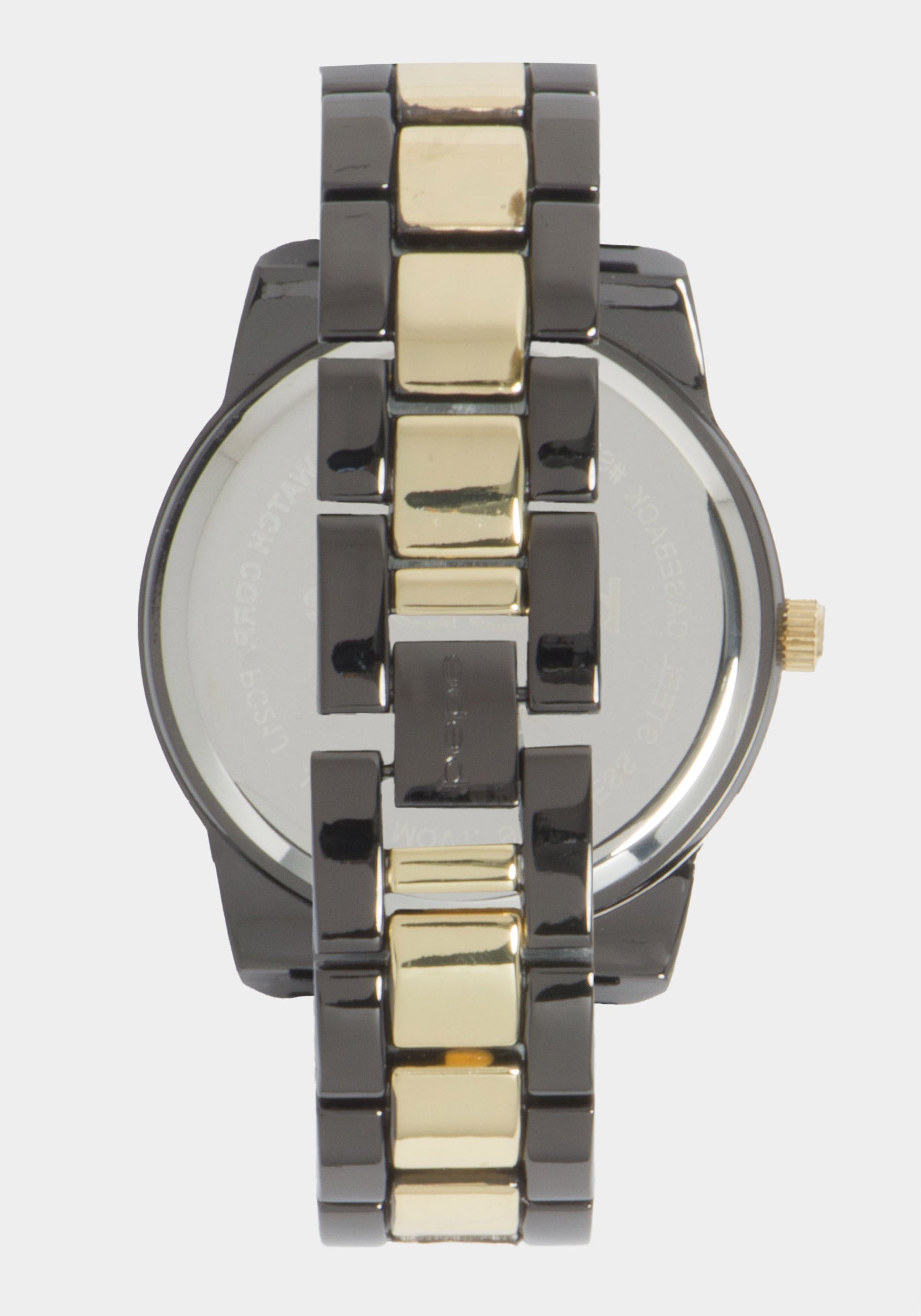 Gun Metal Smooth Dial Crystal Bezel Watch