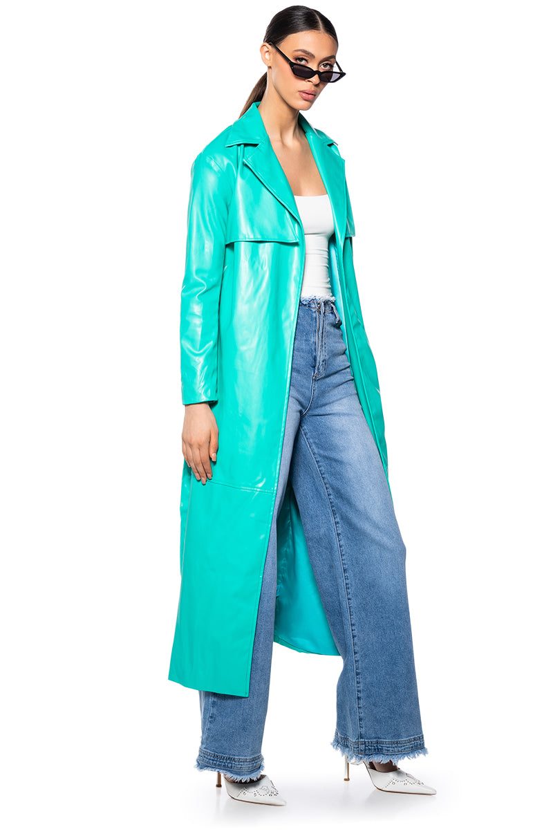 TIFFANY FAUX LEATHER TRENCH