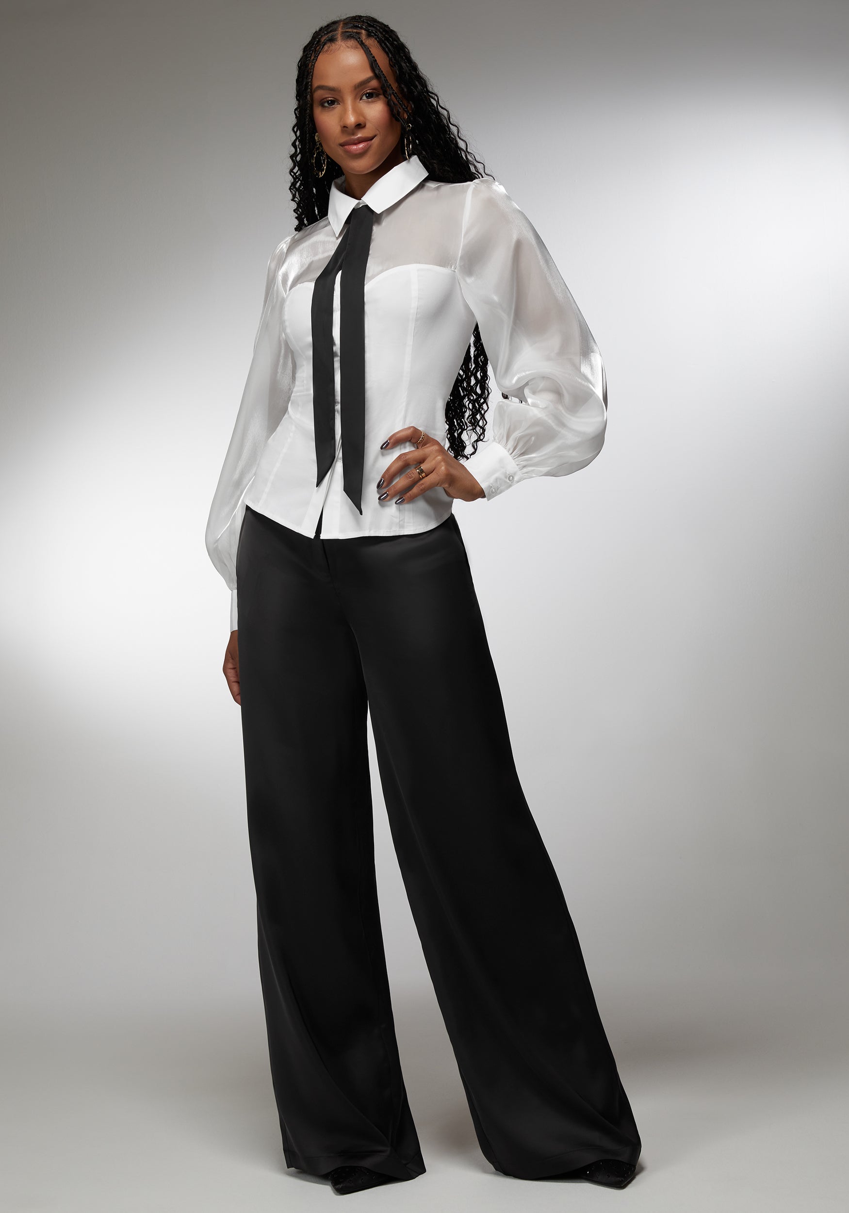 Organza Sweetheart Illusion Combo Poplin Blouse