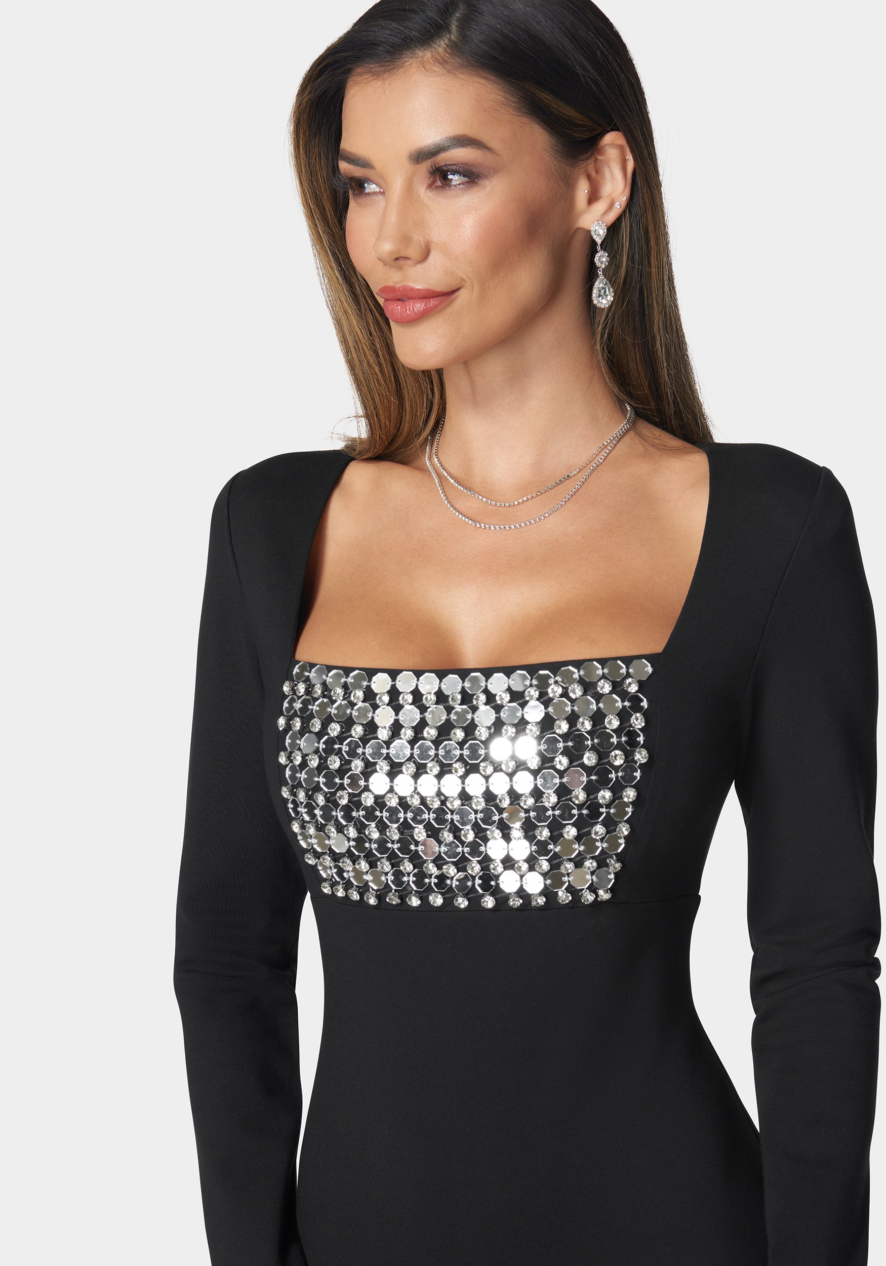 Beaded Bodice Mini Dress