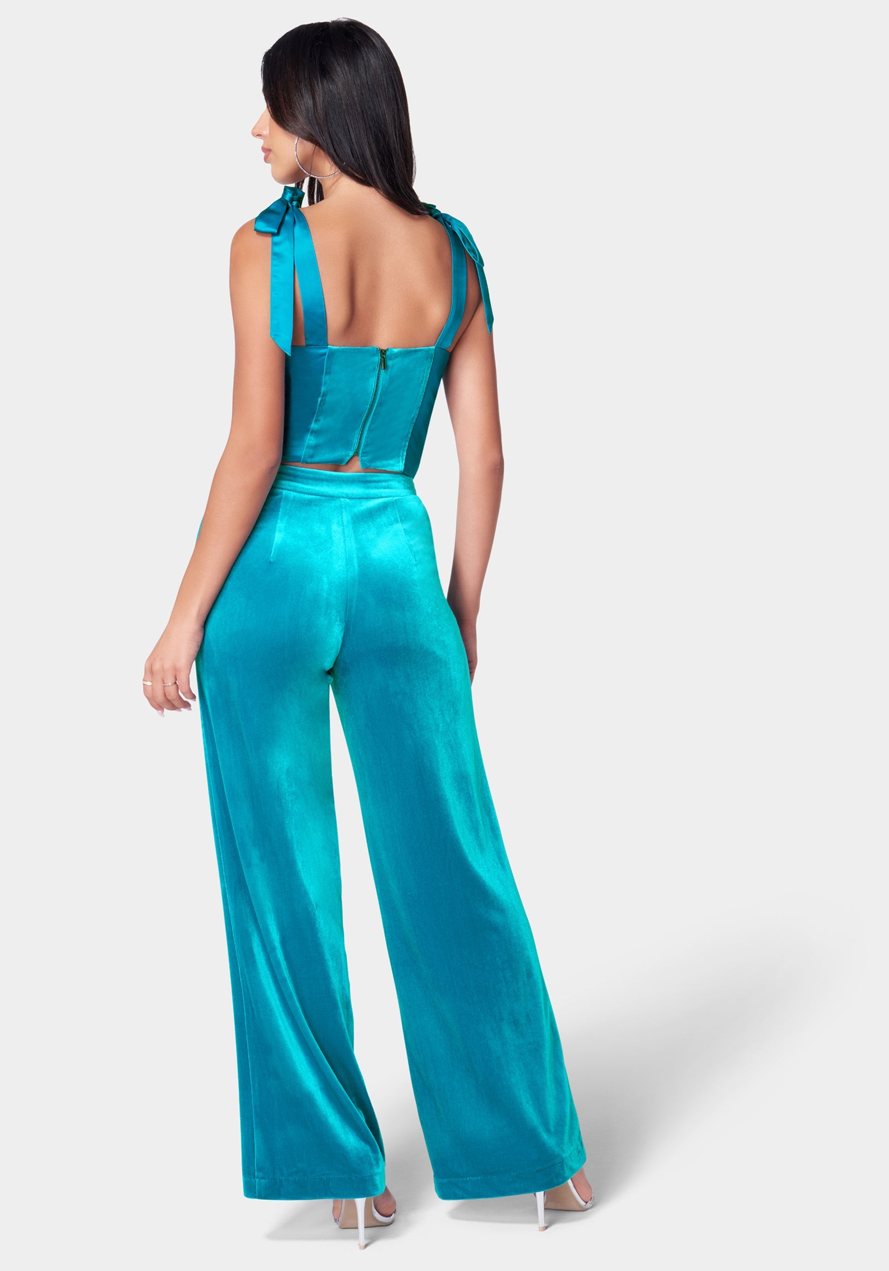 High Waist Wide Leg Velour Pant