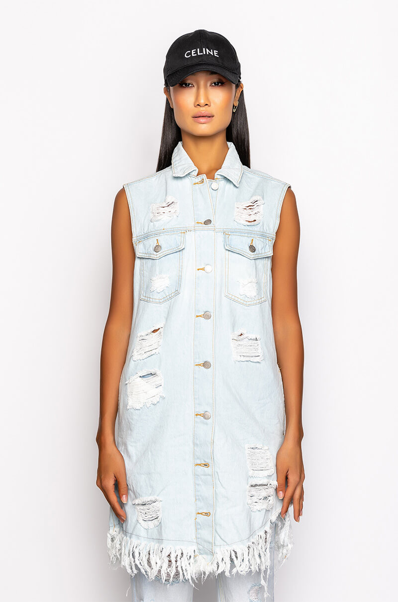 ABBIE DISTRESSED DENIM VEST