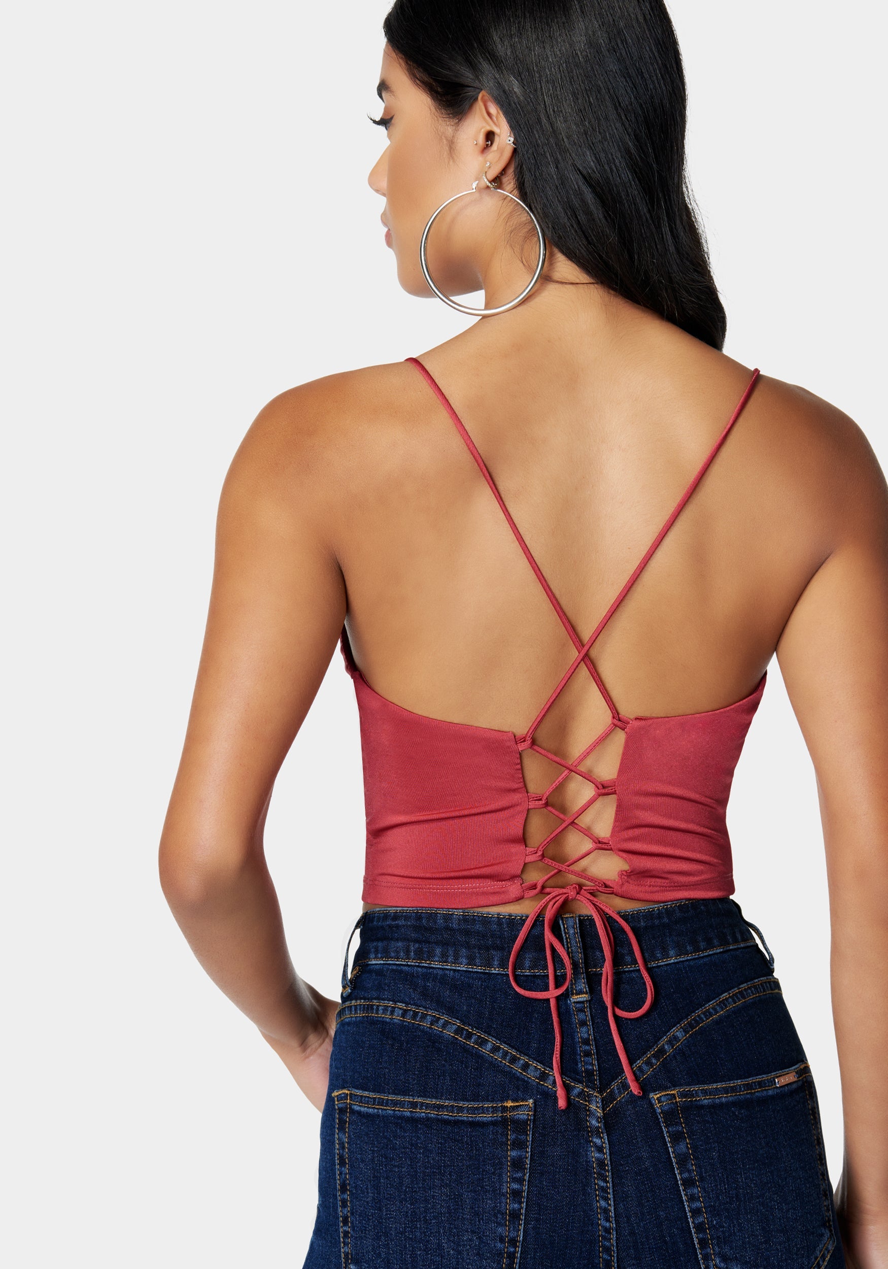 Drape Neck Criss Cross Back Top