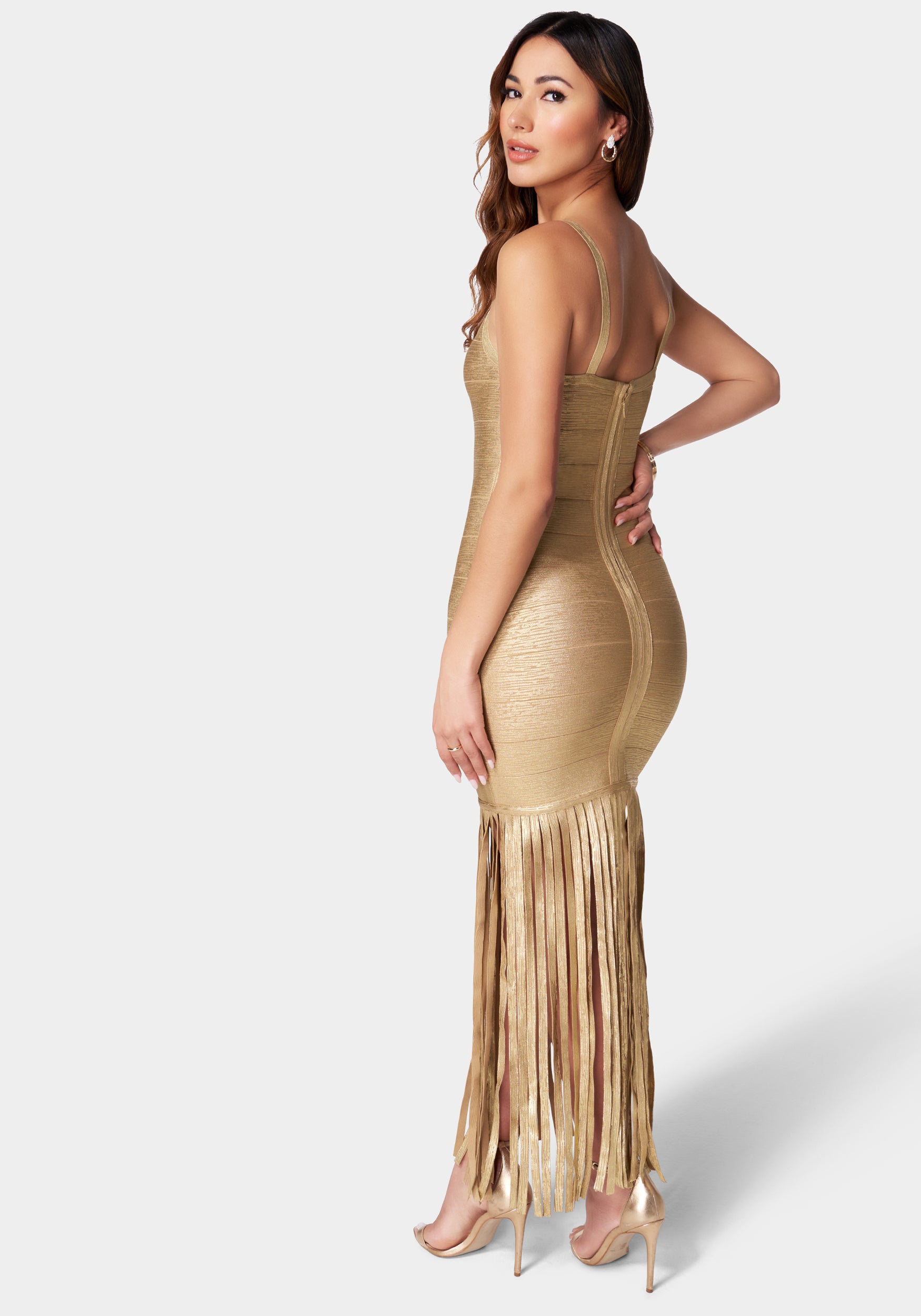 Fringe Foiled Bandage Dress