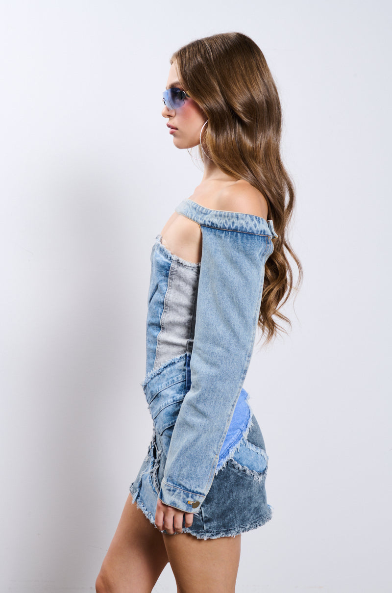 JUST THE SLEEVES DENIM BOLERO JACKET