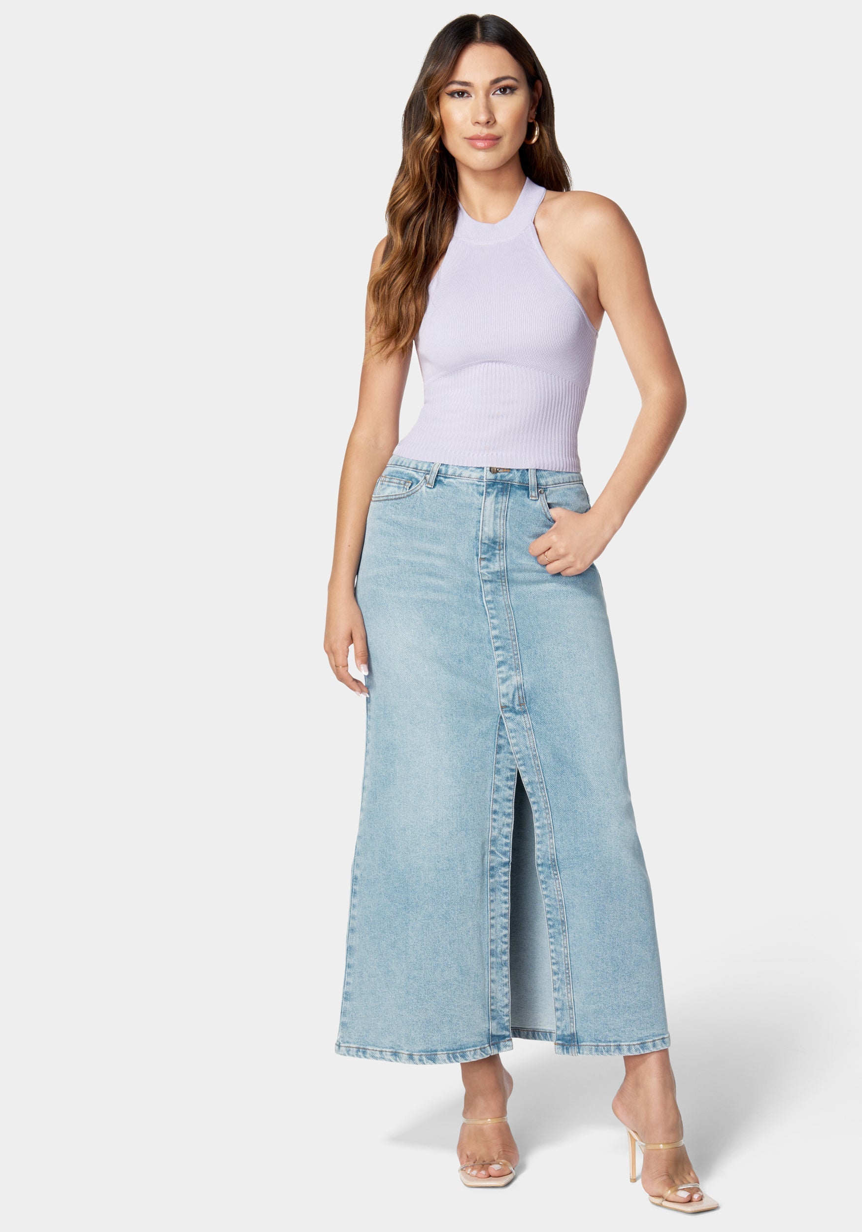 5 Pockets Denim Column Skirt