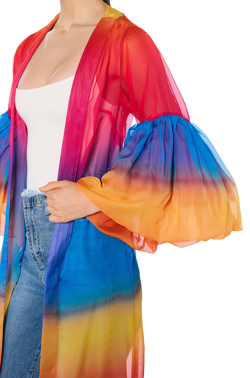 OMBRE SHERBERT PUFF SLEEVE DUSTER