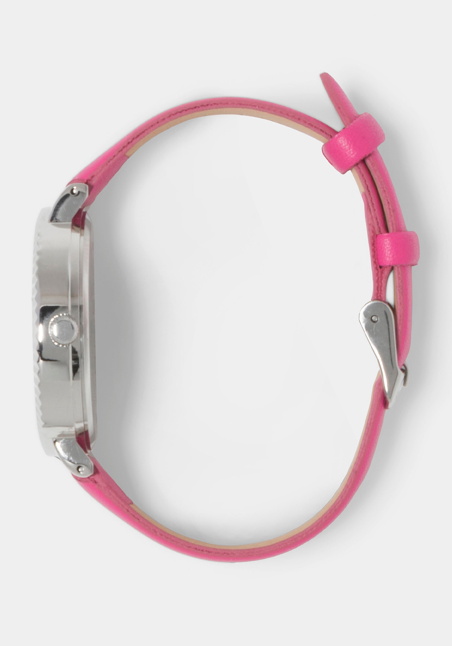 Magenta Strap Watch with Crystal Bezel