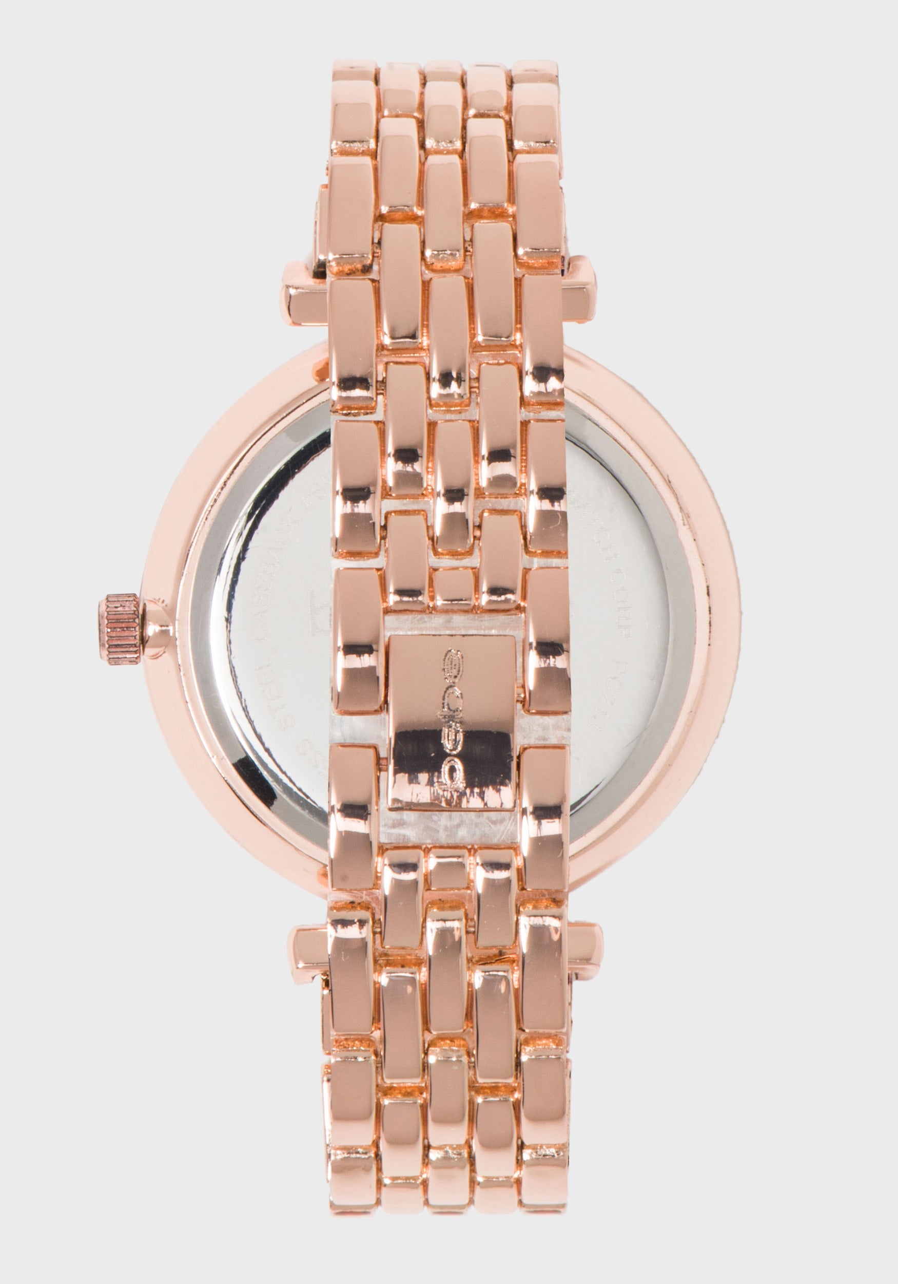 Rose Gold Crystal Bezel Logo Watch