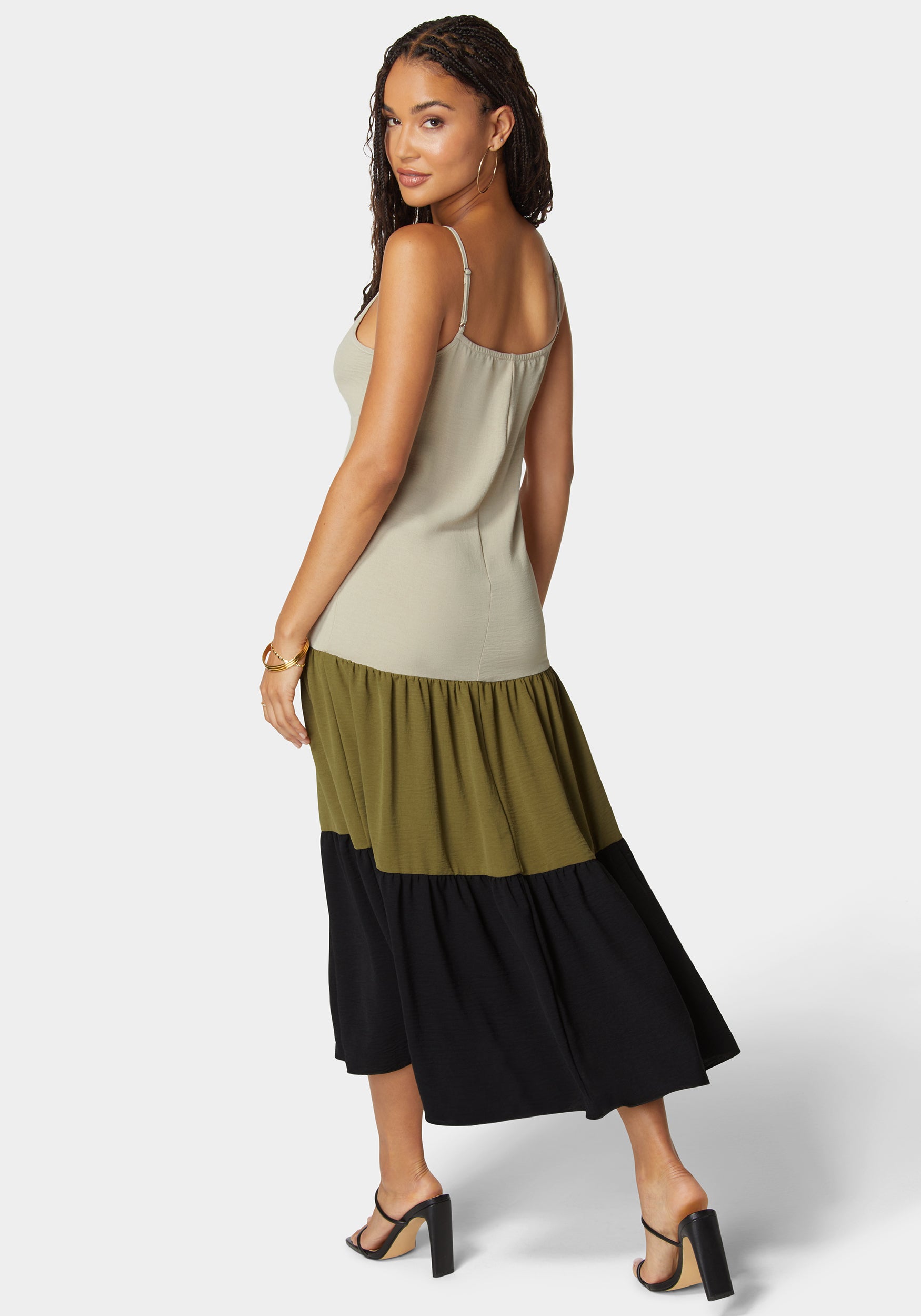 Color Block Tiered Maxi Dress