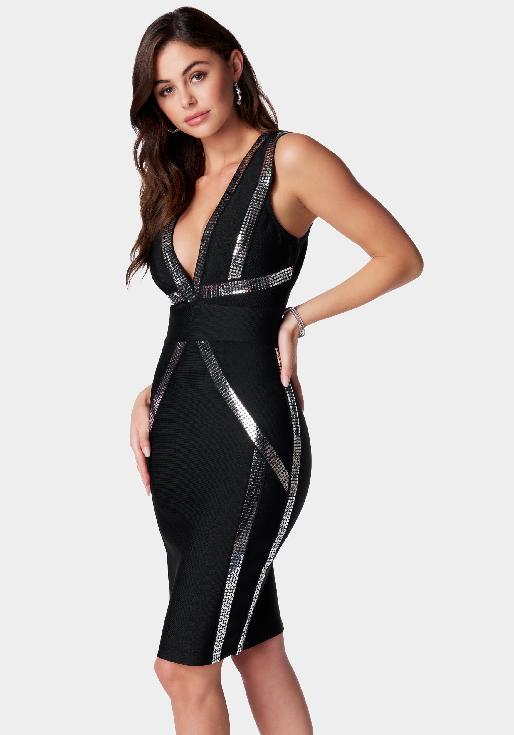 Bandage Metallic Midi Dress