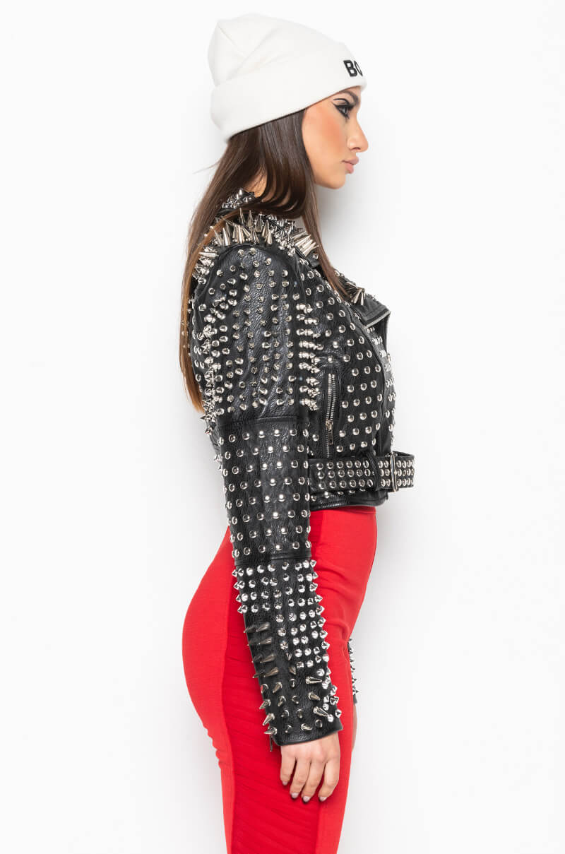 AZALEA WANG ALL OUT LUCIFER STUD MOTO JACKET