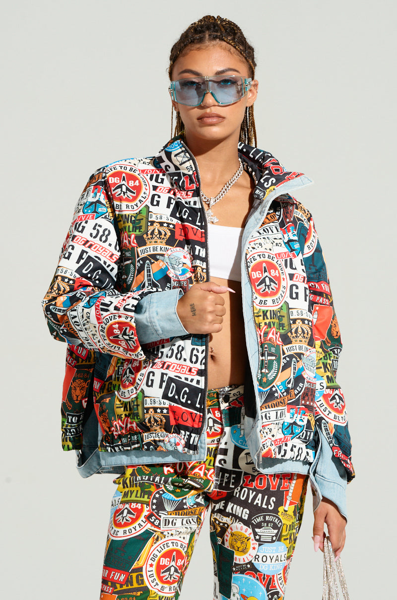 RED LIGHT LAYERED GRAPHIC BOMBER