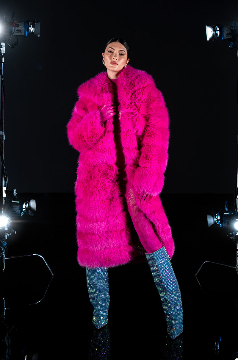 AZALEA WANG FAUX FUR PANEL HOODED TRENCH