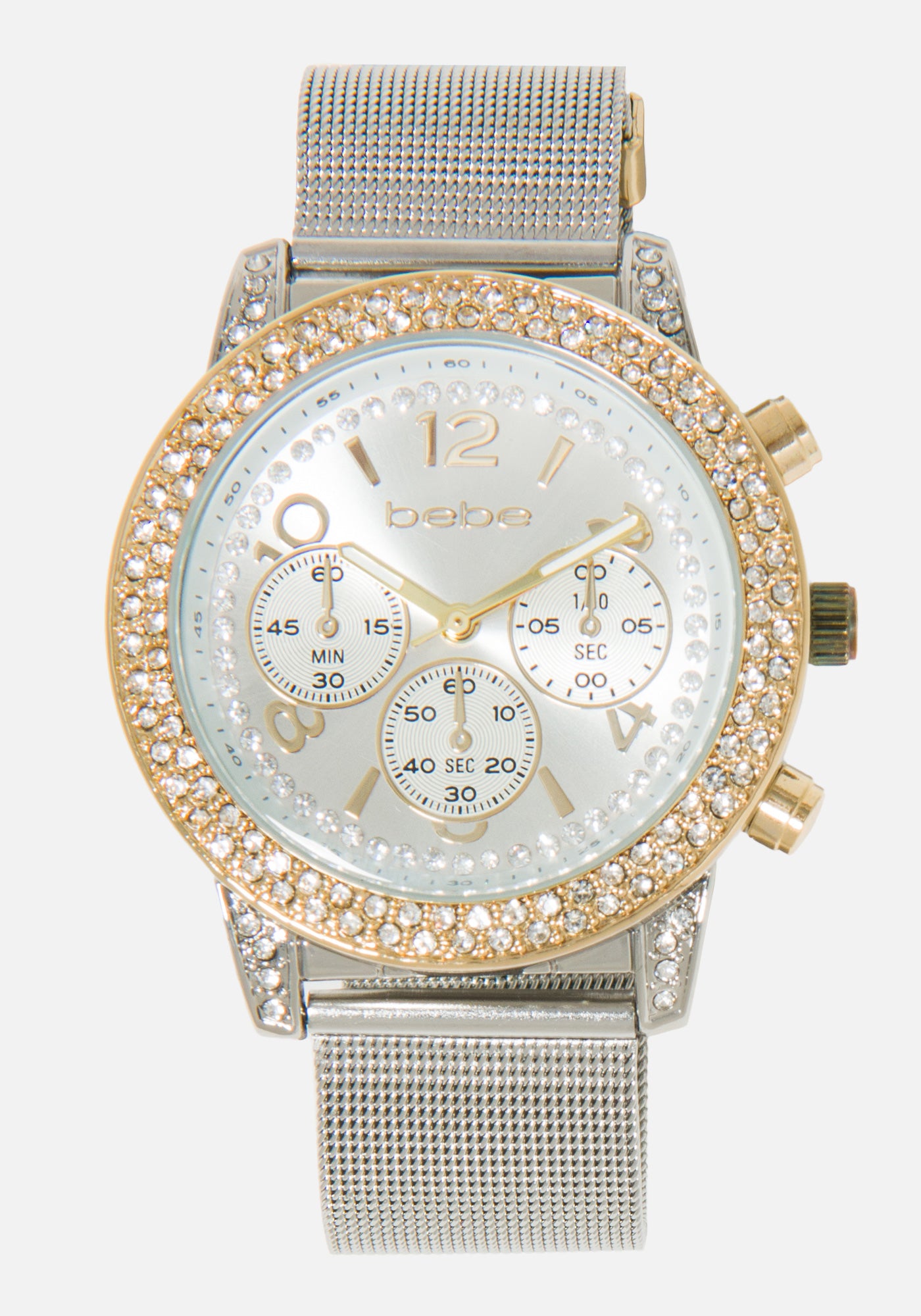 Double Row Crystal Bezel 3 Band Watch