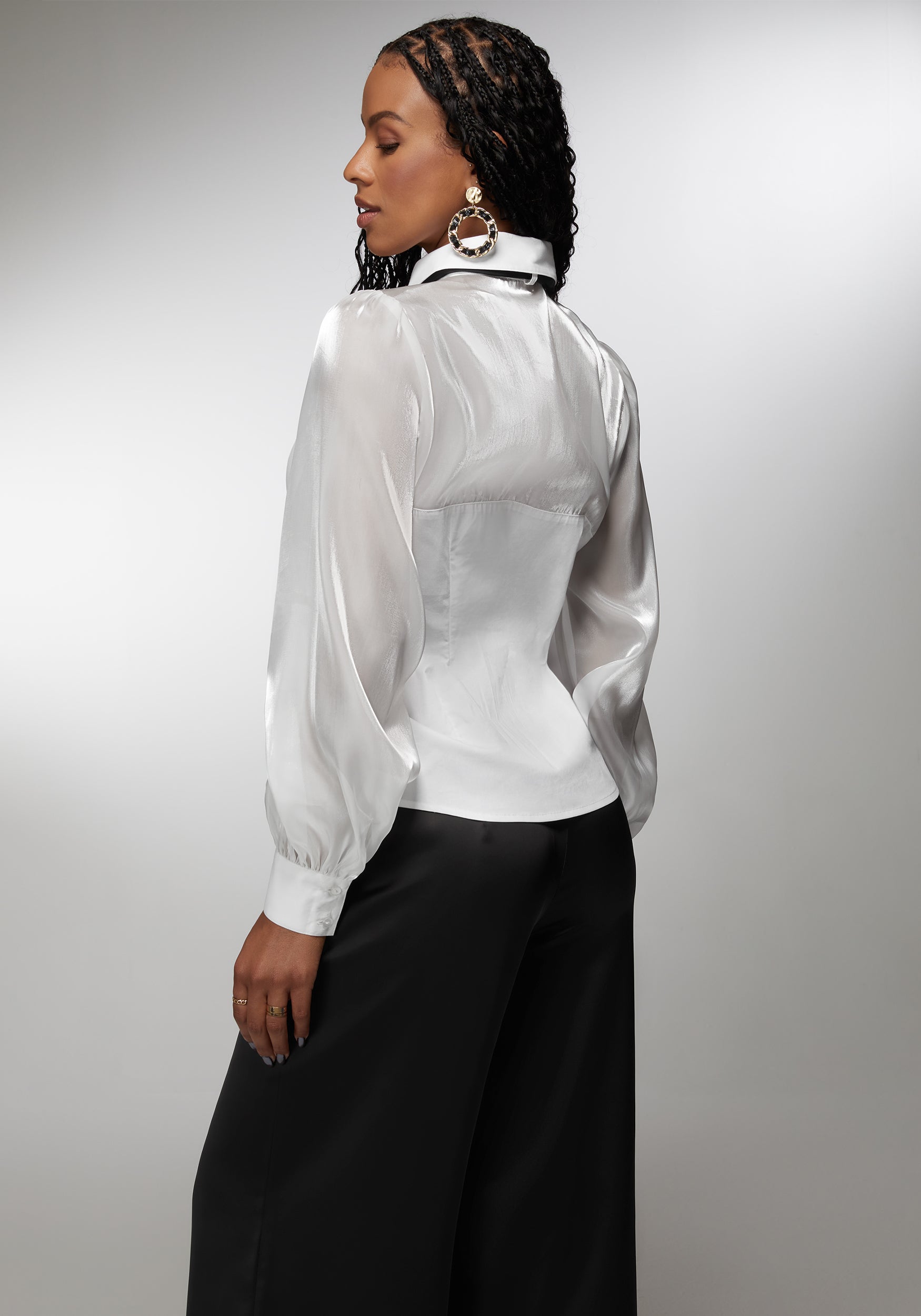 Organza Sweetheart Illusion Combo Poplin Blouse