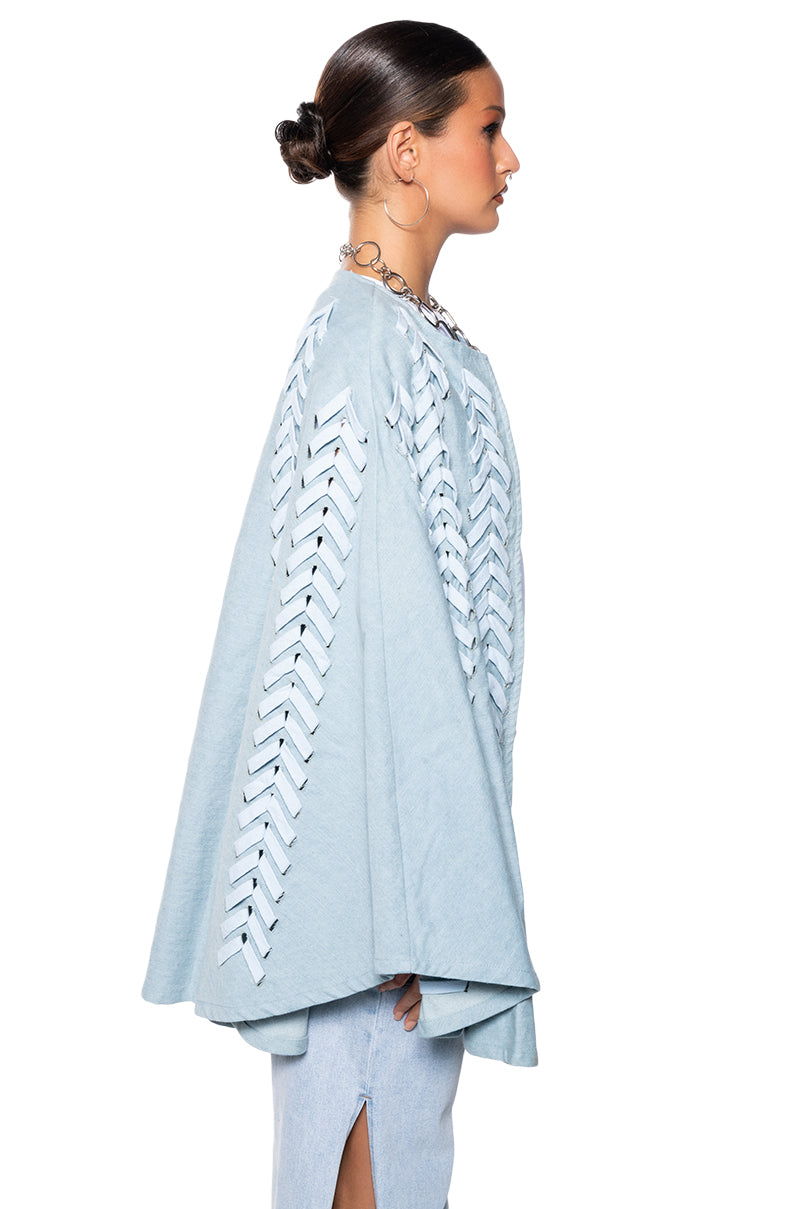 PHANTOMGRAM DENIM PONCHO WITH LACES