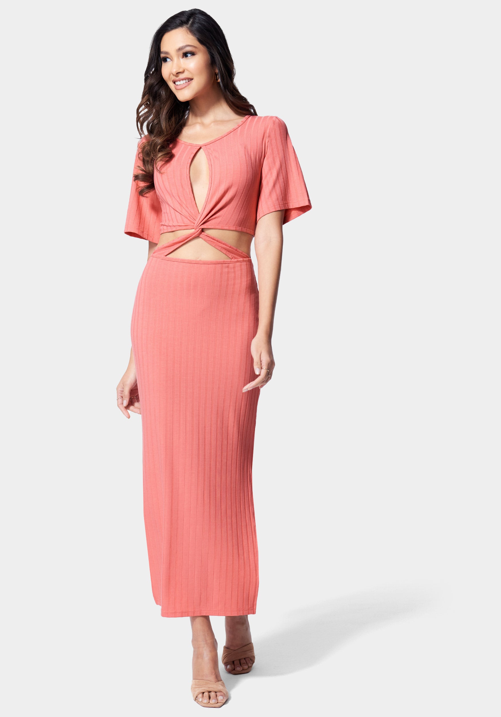 Strappy Cutout Knit Midi Dress