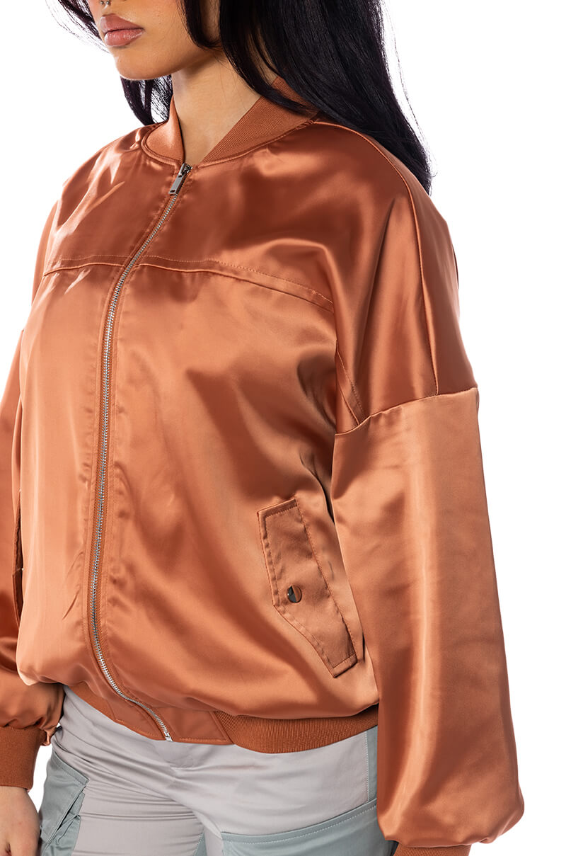 SUNSET DESERT SATIN OVERSIZED BOMBER