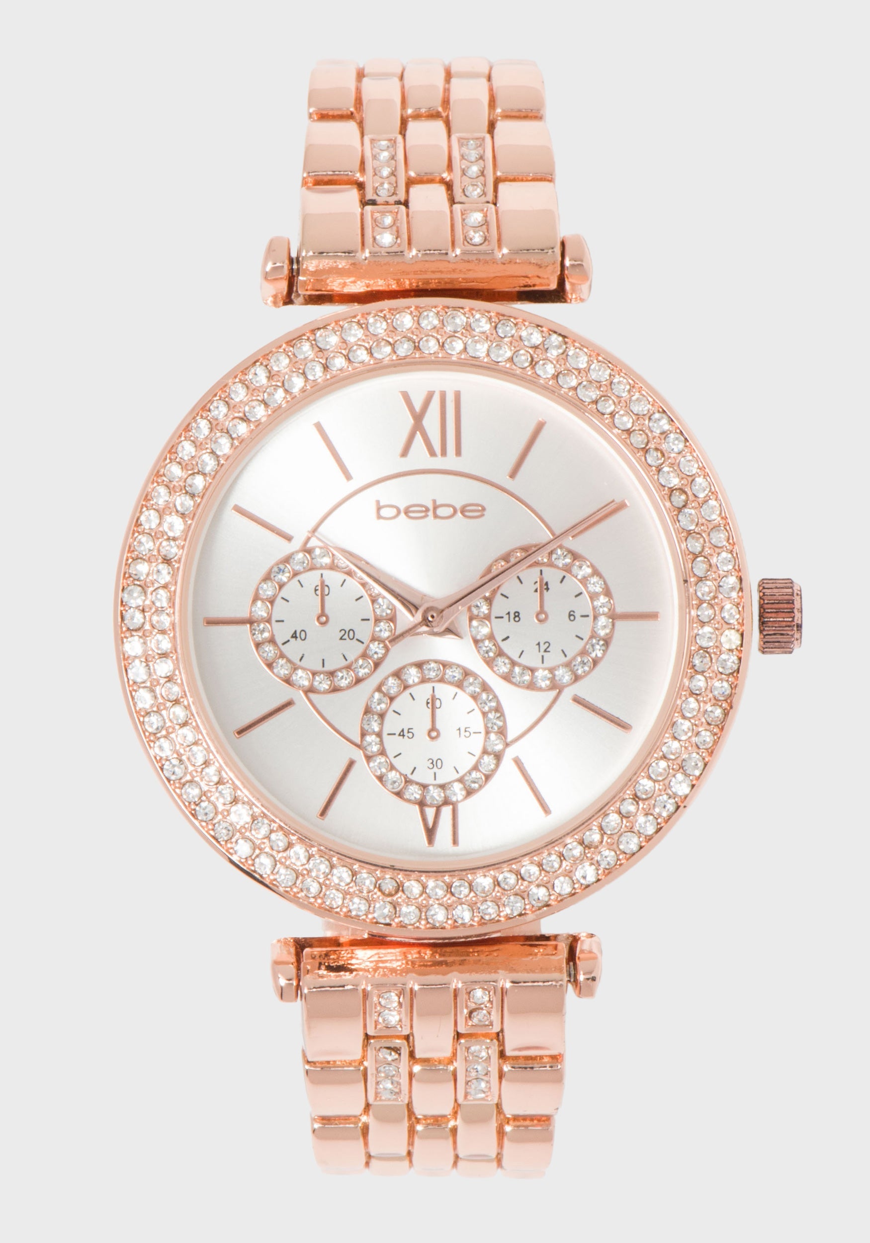 Rose Gold Crystal Bezel Logo Watch